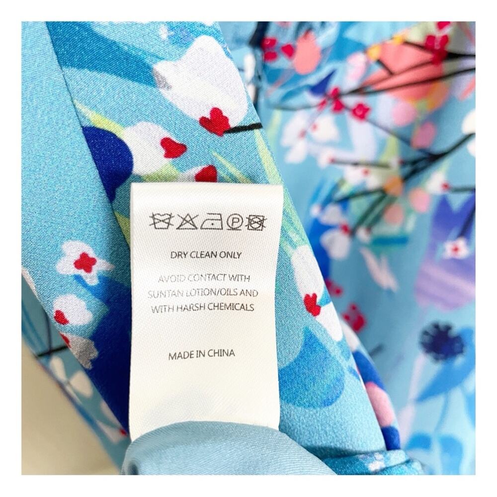 Saloni Grace Floral Blue Bell Off Shoulder Silk Dress Sz 10 - Picture 11 of 11